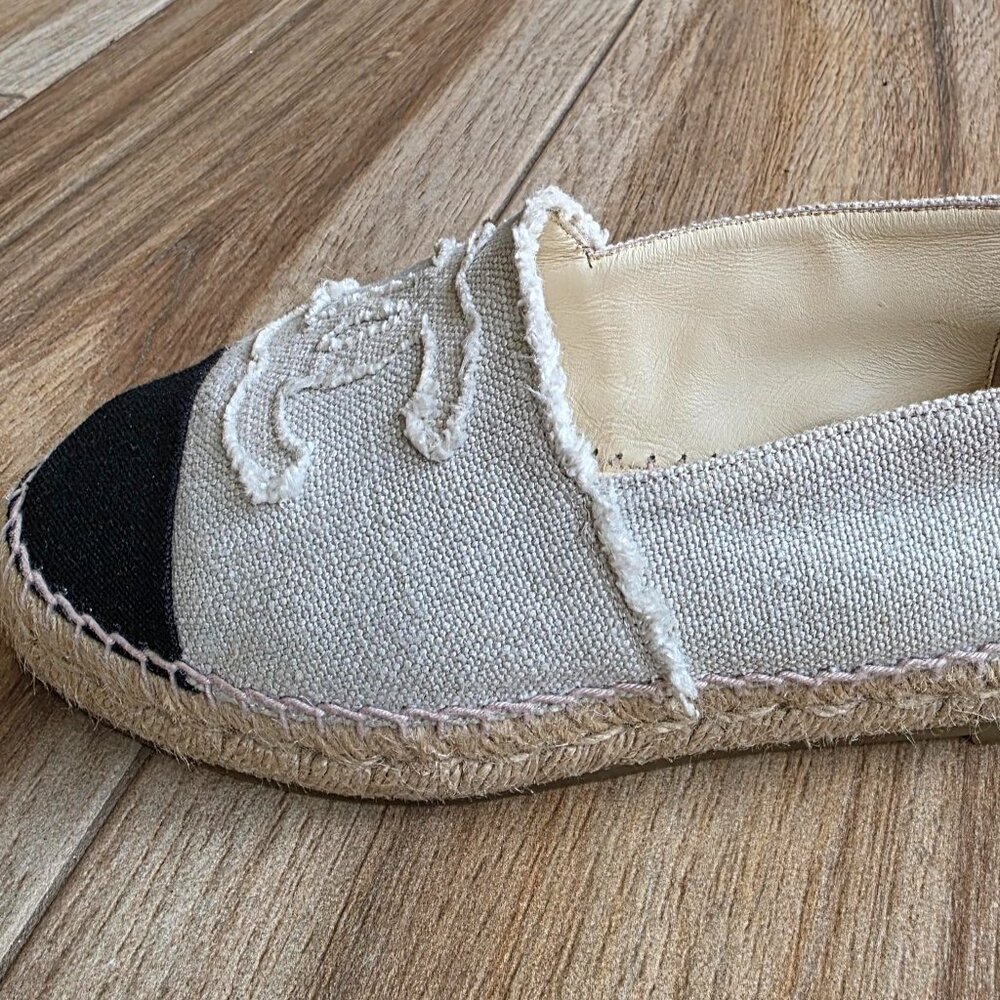 CHANEL Espadrilles Black-White Denim Slip-on Shoes Eur. 39 - Picture 7 of 16